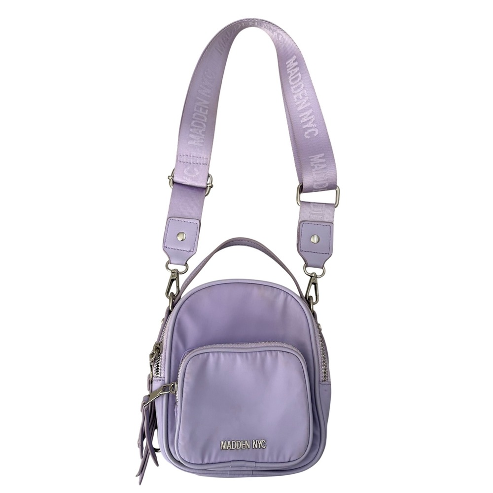 Madden NYC Mini Backpack Crossbody Bag Lavender Purple Nylon Convertible Strap